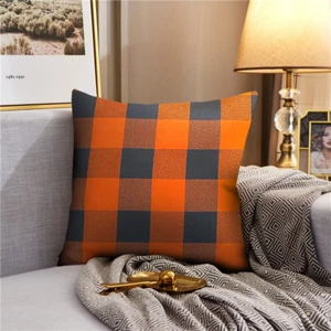 Set of 4 Orange Black Cushion Covers 18" Exceptional Home Decor Choice - Picture 1 of 1