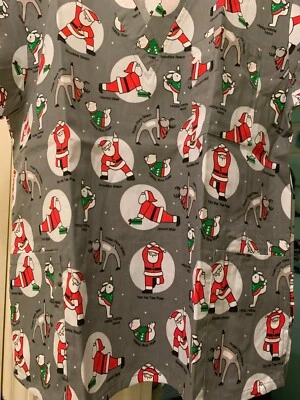 CHRISTMAS SCRUB TOP SIZES: XS, S, M, L, XL, 2XL YOGA SANTA NWT NURSE MEDICAL VET - Image 1 of 4