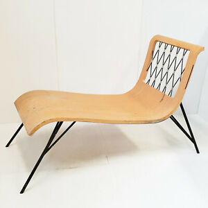 SUBLIME CHAISE LONGUE 1950 VINTAGE DLG JEAN PROUVE JULES LELEU BOIS THERMOFORME