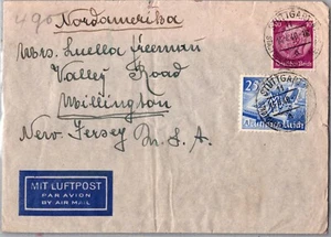GERMANY 1940 WWII MILITARY CENSORED COVER MULT FRANKING CANC STUTTGART ADDR USA - Picture 1 of 2