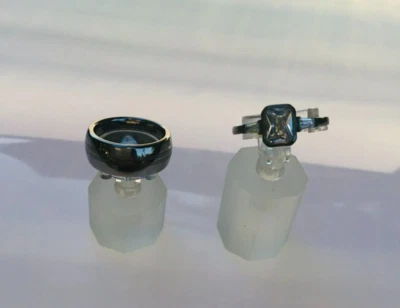 2 керамических гештальтовых вольфрамовых свадебных кольца размер 6 и 925 серебро черный цирконий размер 9 - Изображение 1 из 4