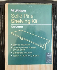 Solid Pine Shelving Kit Wall Mounted 585mm, Natural Timber Product - Picture 1 of 4