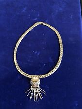 VTG Gold Plated Necklace Choker Pendant Boho Chic Kitschy African Style In EUC