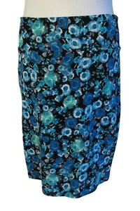 Gonna a matita elasticizzata LuLaRoe M blu acqua nera fiori stile Cassie - Foto 1 di 3