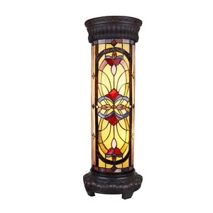 Chloe Lighting Ruby Spectacle Tiffany-Glass 2 Light Victorian Pedestal Light - Picture 1 of 5
