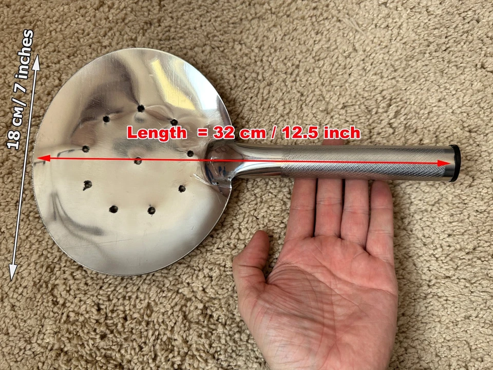 Uzbek Handmade Stainless Steel Skimmer / Lid/ Uzb (32 cm or 12.5 inch) - Image 1 of 4