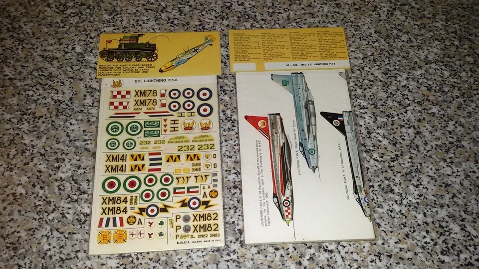 SET KIT DECALS ESCI N,80 AEREI  1:72 E.E. LIGHTNING F.1-6 NUOVO SIGILLATO - Immagine 1 di 1