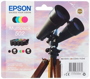 Epson BINOCULARS MULTIPACK 4-COLOURS 502 INK BLACK 4.6ML - CMY 3.3ML - Picture 1 of 3