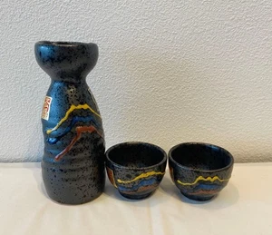 Mt. Taza botella de sake Fuji Volcanic Ash Ware Tokkuri y Ochoko cerámica Guinomi - Imagen 1 de 7