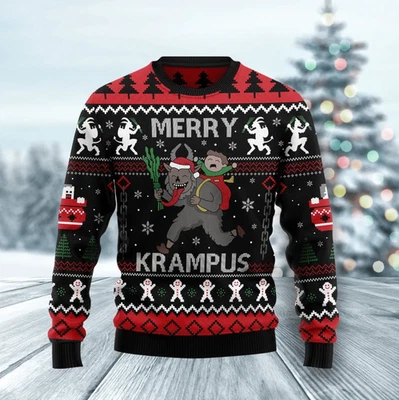 Merry Krampus Ugly Christmas Sweater Lightweight Horror Christmas Gift All Size - Image 1 of 3