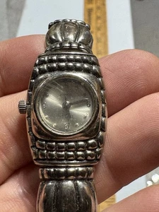 Bijoux Terner Uhr Damen silberfarben Emaille türkis Metallband ohne Batterie " - Bild 1 von 14