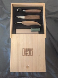 ET 5-teiliges Holz Craving Messer Set mit Holzbox - Bild 1 von 5