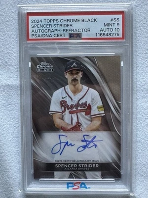 2024 Topps Chrome Black -Autograph Spencer Strider #CBA-SS Refractor /150 Mint 9 - Image 1 of 3