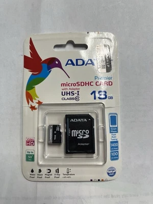ADATA Premier 16GB microSD Memory Card C10 UHS-I NEW with PACKAGE - Image 1 of 2
