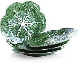 Bordallo Pinheiro Cabbage Green Dinner Plate Set of 4 with Wine Savant Cleani... - Picture 1 of 5