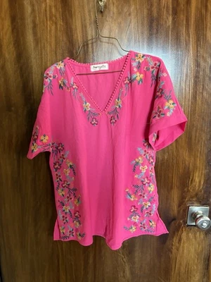 Hermosa Camisa Impressions Mexicana Para Mujer Rosa Floral Bordada Talla Grande Foto 1 de 4