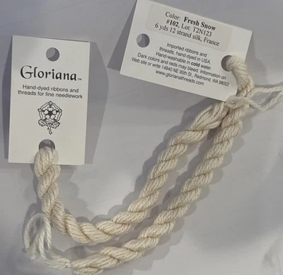 Gloriana 12 Strand Silk Floss For Needlework-2 Skeins/6 Yd Each- FRESH SNOW - Image 1 of 2