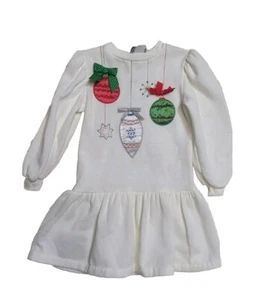Vintage Girls Dress 6X White Acrylic Holiday Christmas Atlanta Ornaments - Picture 1 of 4