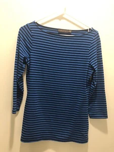 The Limited Blue And Black Striped 3/4 Length Sleeve Shirt Size Small - Picture 1 of 6