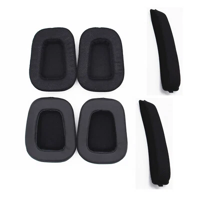 Mesh/Leather Earcups Headset Head Beam Ear Pads For Logitech G933 G633 Headphone - Image 1 of 4