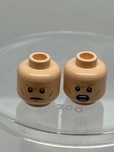 Lego Super Heroes Minifigure, Head Dual Sided Orange Eyebrows, Cheek Lines #58 - Picture 1 of 1