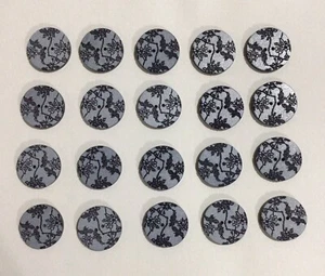 20 x 30mm Flat Light Grey Flower & Bird Design Buttons  Sewing/Knitting/Crafts - Picture 1 of 4