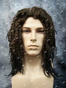 Brown & Black Crimped Dreads Beach Bum Wig Unisex Surfer Rasta Survivor Castaway - Picture 1 of 12