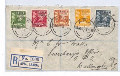 SAMOA KGV Cover Registered 1925 Apia NEW ZEALAND Wellington{samwells-covers}YR38 - Image 1 of 4