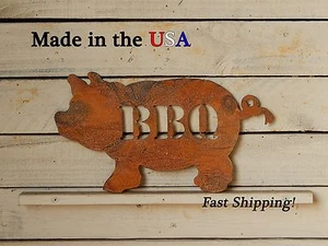 BBQ Pig Metal Sign, Home Decor, Patio Artwork, Grill, Father's Day Gift, S1010 - Picture 1 of 6