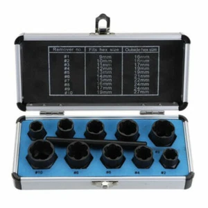 11pcs Damaged Bolt Nut And Lock Remover Twists Socket Set Screw Extractor Tool  - Picture 1 of 6