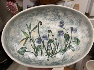 PLATO DE CERÁMICA DE MARISMA DE SAL VINTAGE "Avena silvestre y violetas blancas" 10" NUEVO '87 - Imagen 1 de 7