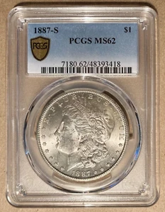 1887-S PCGS MS62 Morgan Silver Dollar $1 - San Francisco Mint - Picture 1 of 2