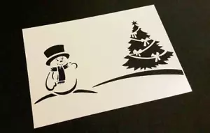 ALBERO DI NATALE PUPAZZO DI NEVE STENCIL PER FINESTRA STENCIL CARTE DA ESPOSIZIONE DECORAZIONE TORTA SPRAY - Foto 1 di 3