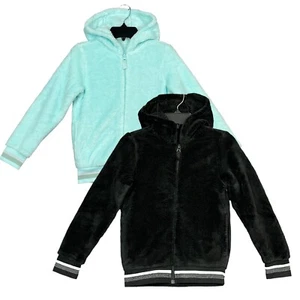 Wonder Nation Little Girls Full-Zip Hoodie Size 6 Black-Aqua Comfy Soft & Cozy - Picture 1 of 12