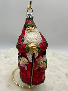 2003 Patricia Breen Patchwork Red Santa 5.3" Ornament - Picture 1 of 2