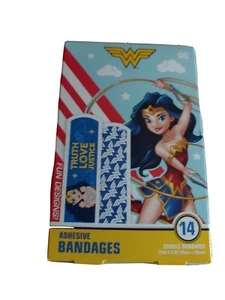 Wonder Woman DC Comics Adhesive Sterile Bandages .75” x 3” Band Aids, 14 pieces - Picture 1 of 2
