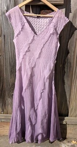 Komarov Kleid, Midi, Plissee Rüschen, lila, Größe M - Made in USA, neu, ohne Etikett - Bild 1 von 7