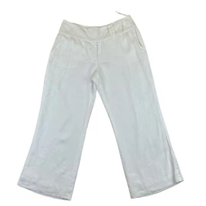 Coast White Linen Trousers Womens Catch And Zip Uk Size 14 W34 L28 - Picture 1 of 7