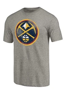 Men's Heather Gray Denver Nuggets Distressed Team Logo Tri-Blend T-Shirt - Picture 1 of 3