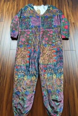 Natural Life Fleece One Piece Pajamas Jumpsuit Size S Wildflowers Print - Image 1 of 4