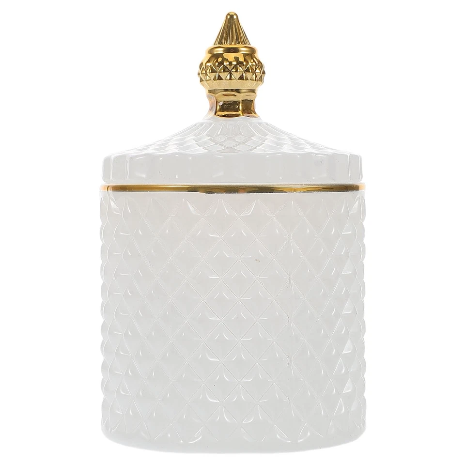 Tarros de boticario de vidrio grueso con tapa cristal diamante facetado tarro baño... Foto 1 de 4