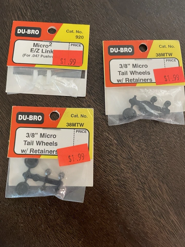 Du-bro 2 Pkgs 3/8 Micro Wheels W/retainers, Micro2 E/z Links For .047 Pushrods - Image 1 of 1