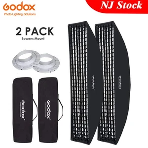 US Godox 22x90cm Rectangle Bowens Mount Strip Softbox with Grid For Strobe Flash - Picture 1 of 17