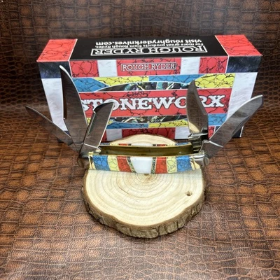 CUCHILLO ROUGH RIDER RYDER TURQUESA MADREPERLA STONEWORX SERWBELLY RR2411 Foto 1 de 4