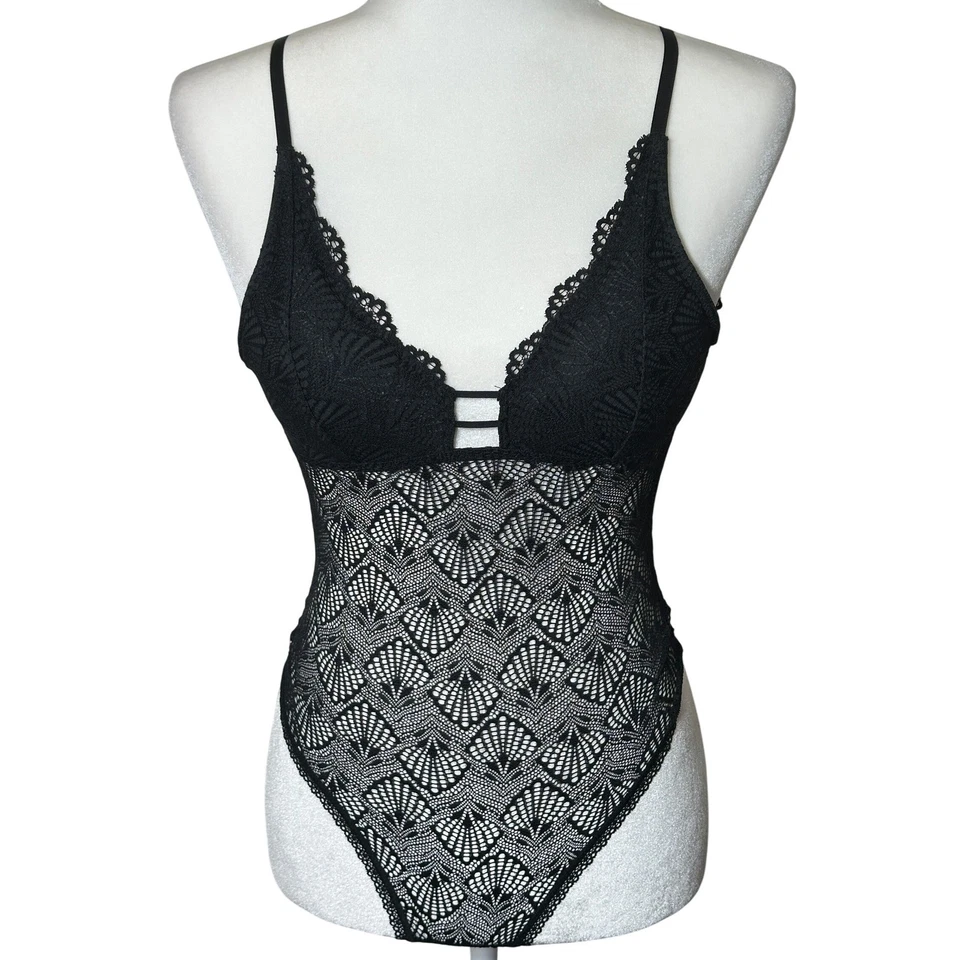 Body de encaje Gilly Hicks by Hollister lencería negra peluche talla XS extra pequeño Foto 1 de 3