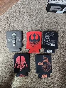 Lot 5 Star Wars Koozies Darth Vader Droid Stormtrooper Coozie Can Cooler - Picture 1 of 3