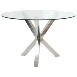 Moe's Redondo 48 inch Glass Dining Table with Stainless Steel Base - Picture 1 of 6