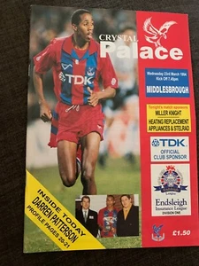1994 Crystal Palace V Middlesbrough Football Programme - Picture 1 of 2