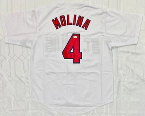 St. Louis Yadier Molina Signed In Black White Jersey Beckett BAS Witnessed - Picture 1 of 3
