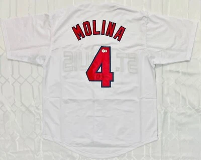 Jersey St. Louis Yadier Molina Firmado en Negro Blanco Beckett BAS Testigo Foto 1 de 3